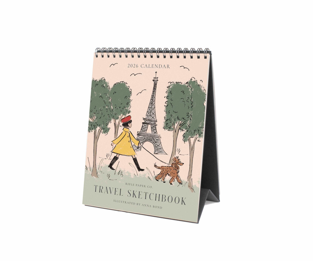 Rifle Paper Co. Paper 2026 Travel Sketchbook Desk Calendar