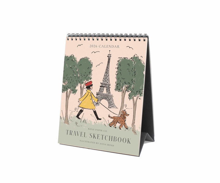 Rifle Paper Co. Paper 2026 Travel Sketchbook Desk Calendar