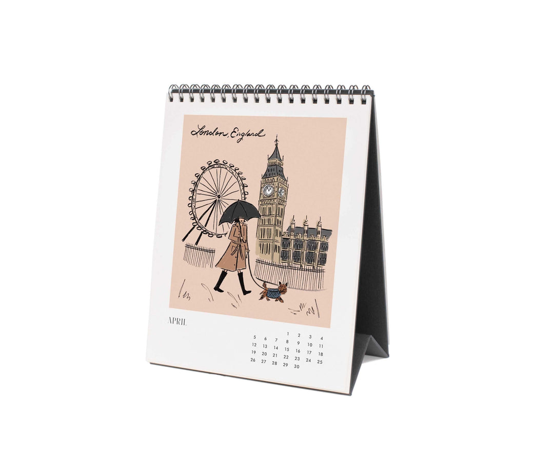 Rifle Paper Co. Paper 2026 Travel Sketchbook Desk Calendar