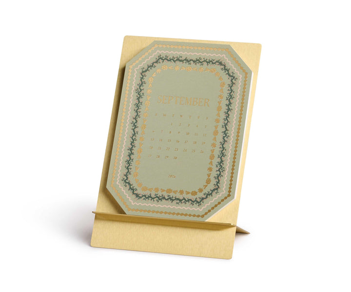 Rifle Paper Co. Paper 2026 Wildwood Brass Easel Desk Calendar