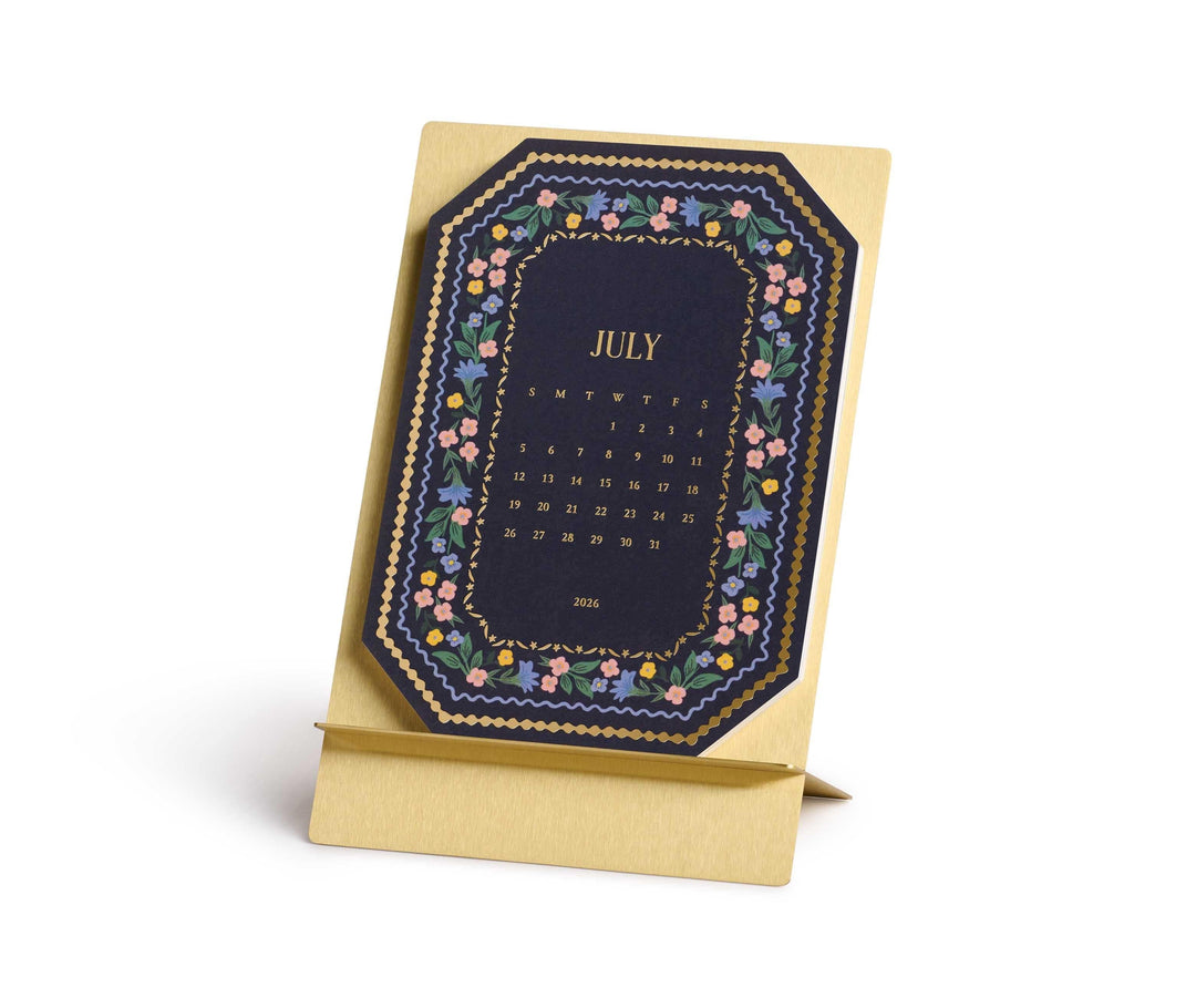 Rifle Paper Co. Paper 2026 Wildwood Brass Easel Desk Calendar