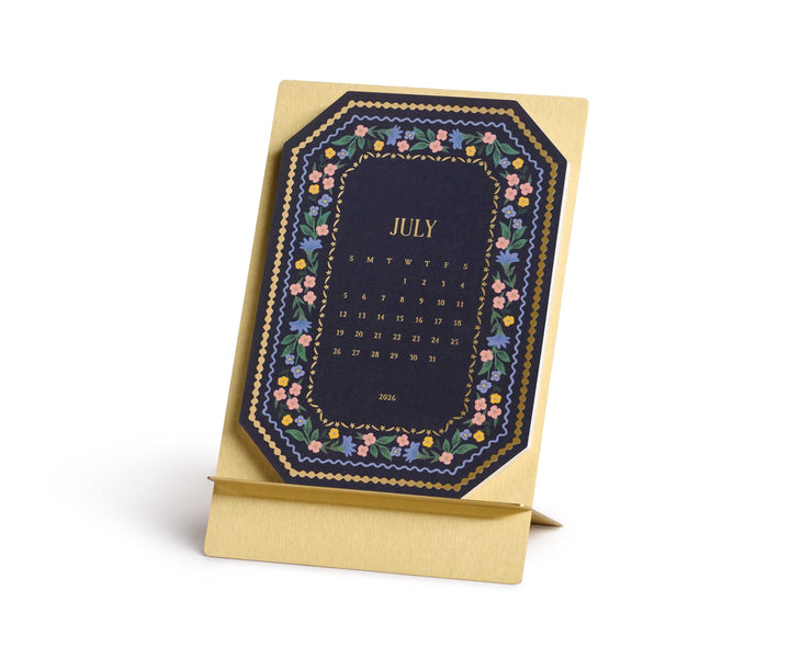 Rifle Paper Co. Paper 2026 Wildwood Brass Easel Desk Calendar