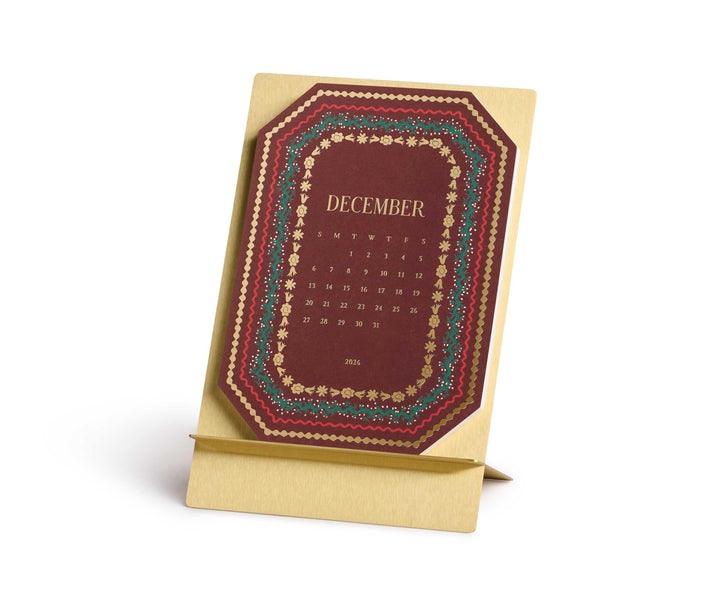 Rifle Paper Co. Paper 2026 Wildwood Brass Easel Desk Calendar