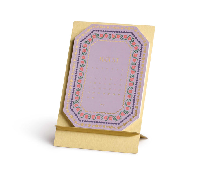 Rifle Paper Co. Paper 2026 Wildwood Brass Easel Desk Calendar