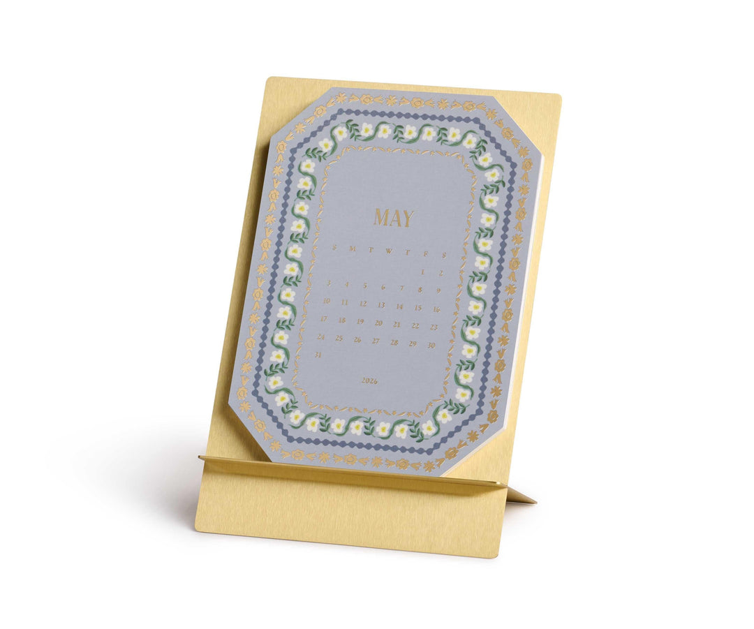 Rifle Paper Co. Paper 2026 Wildwood Brass Easel Desk Calendar