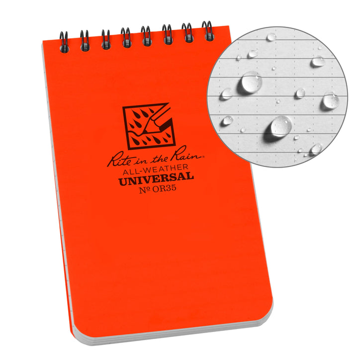Rite in the Rain Notebooks & Notepads Orange Rite in the Rain 3" x 5" Top Spiral Notebook