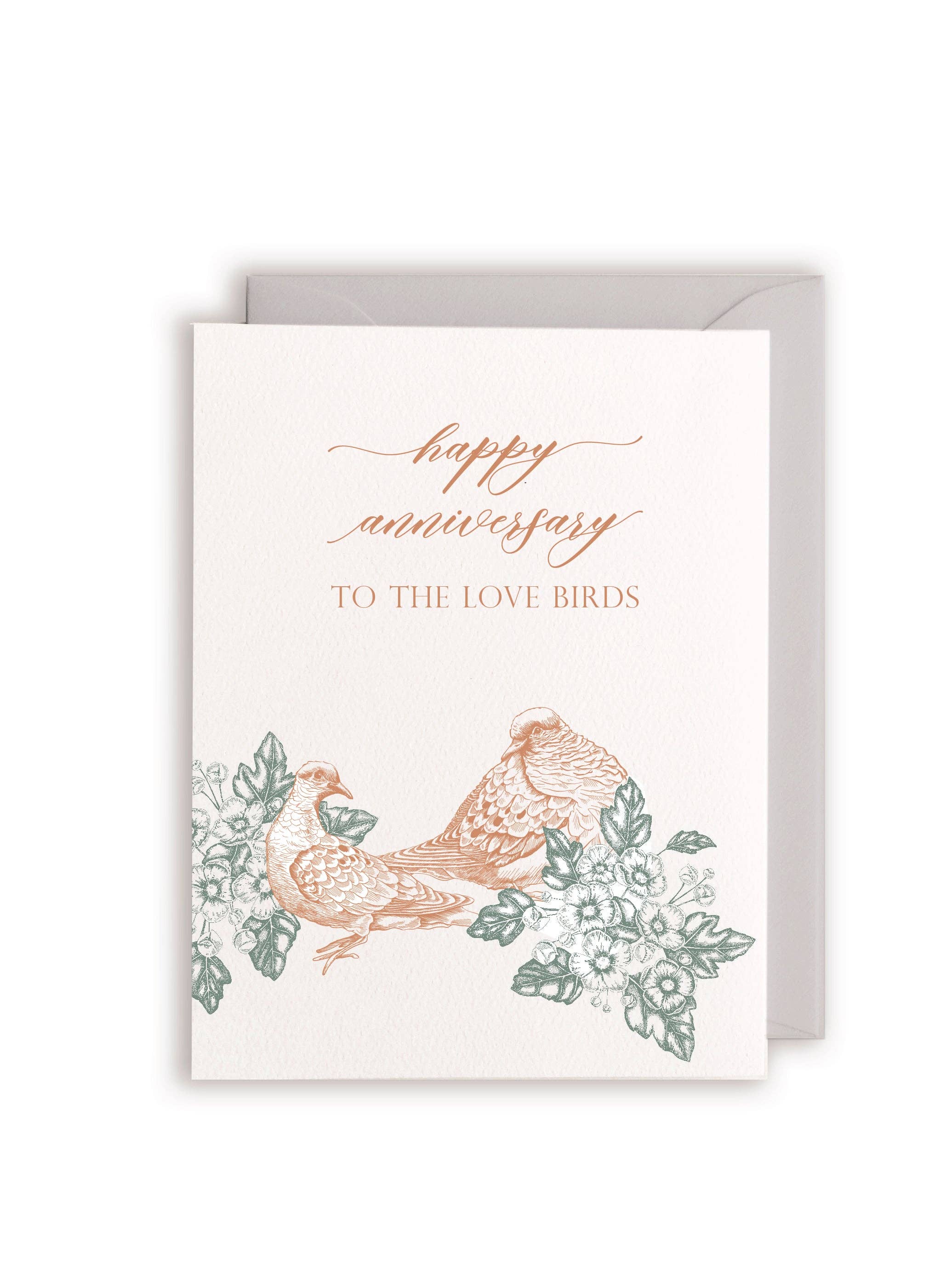 Happy Anniversary Love Birds Letterpress Greeting Card – Paper Luxe