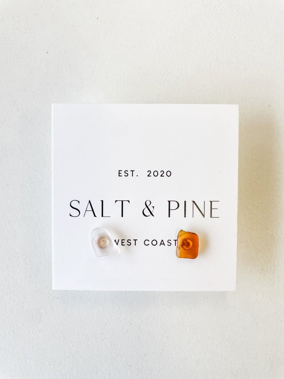 Salt + Pine Earrings Translucent & Brown One of A Kind Sea Glass Stud Earrings