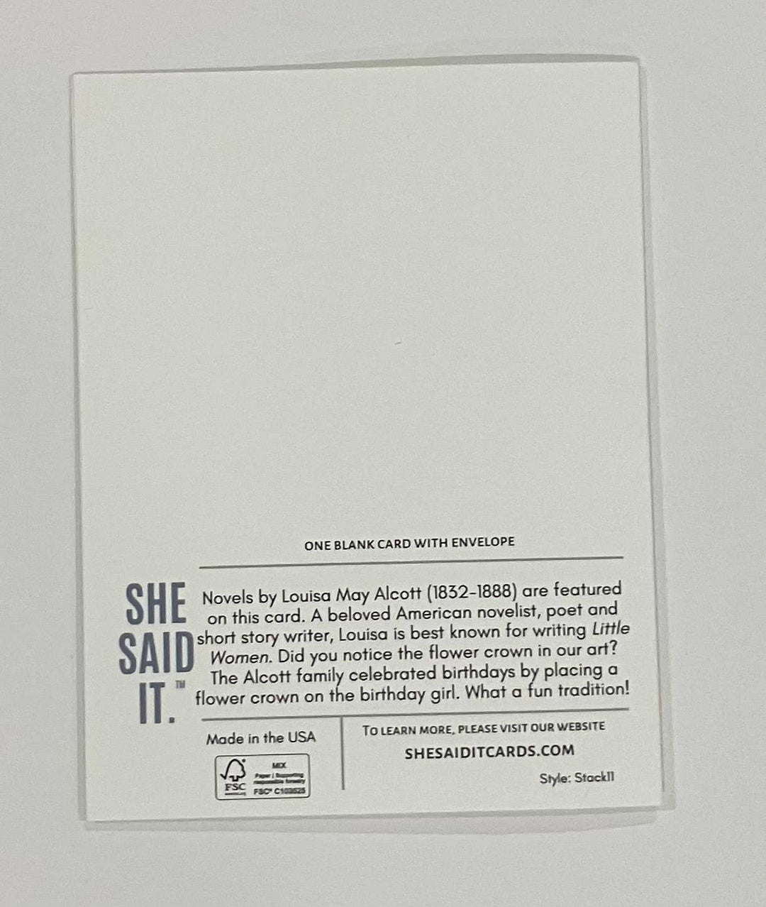 She Said It. Cards Louisa May Alcott Birthday Card!