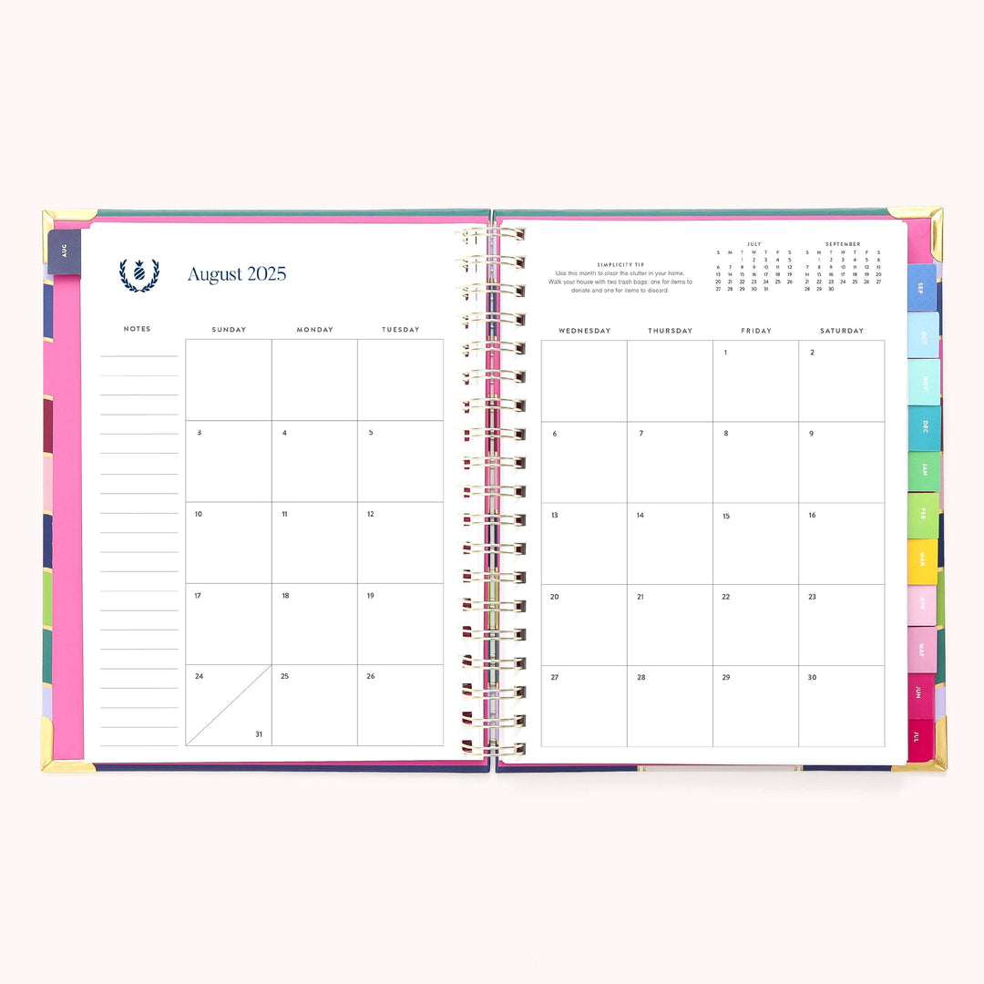 Simplified by Emily Ley paper 2025-2026 Spiral Weekly Simplified Planner - Rainbow Row