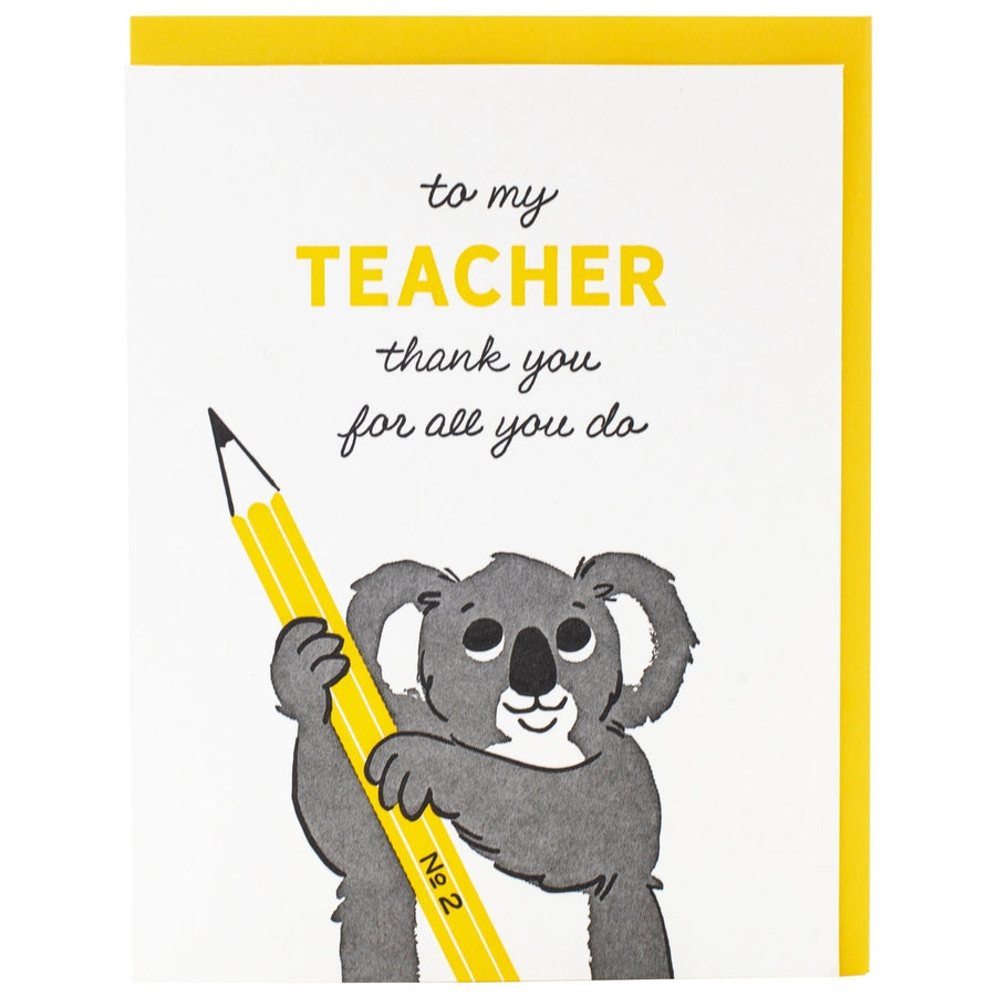 Smudge Ink Card Koala Teacher Card