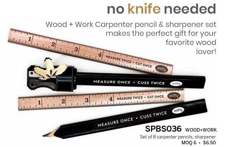 Snifty Pen Wood+Work Carpenter Pencil & Sharpener Set | SNIFTY