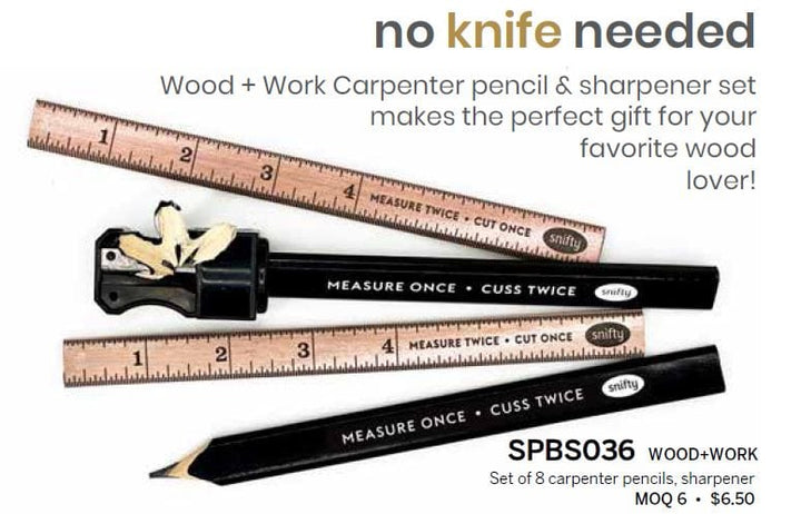 Snifty Pen Wood+Work Carpenter Pencil & Sharpener Set | SNIFTY