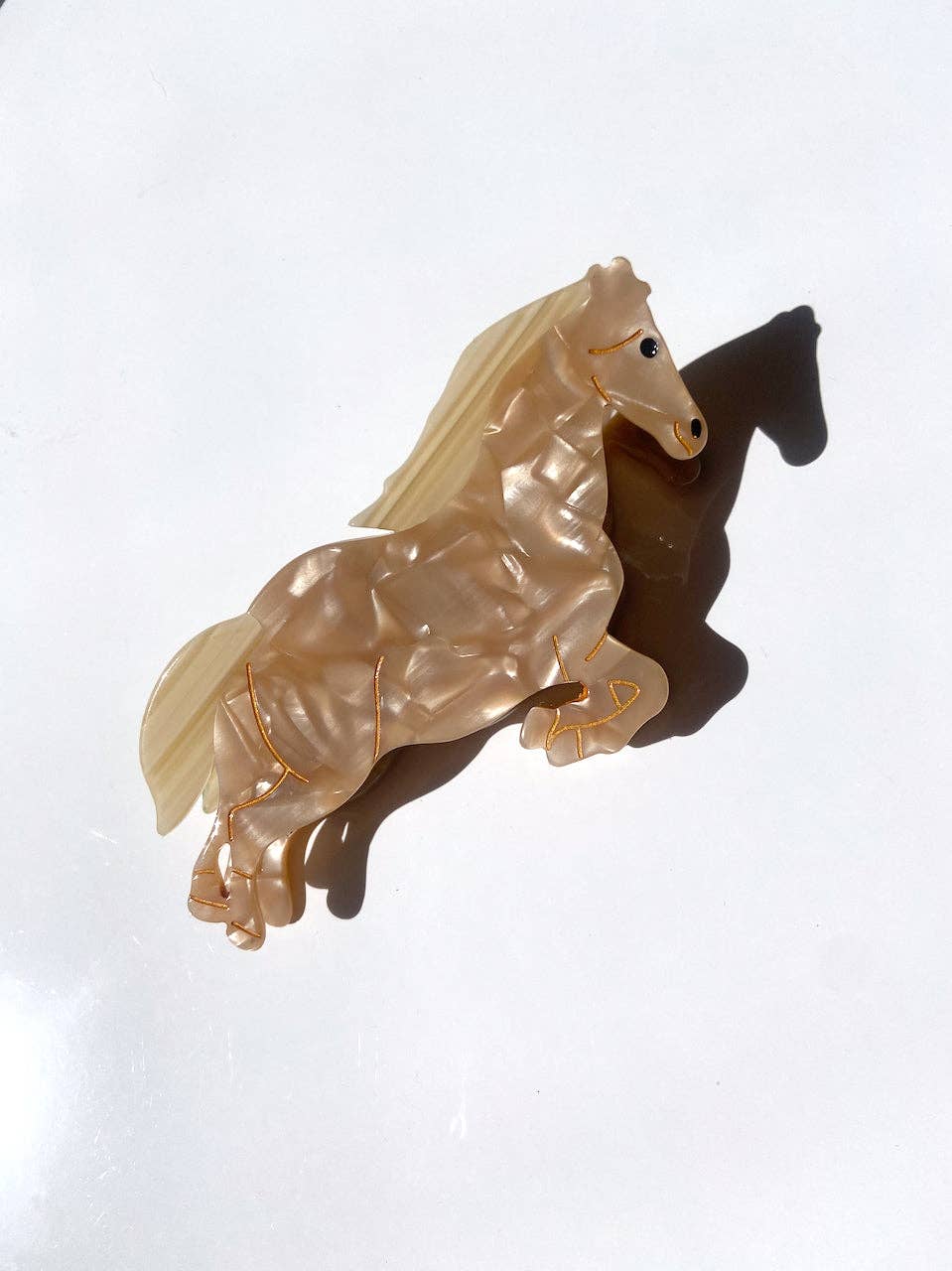Solar Eclipse Hair Claws & Clips Beige Hand-painted Horse Claw Hair Clip | Eco-Friendly