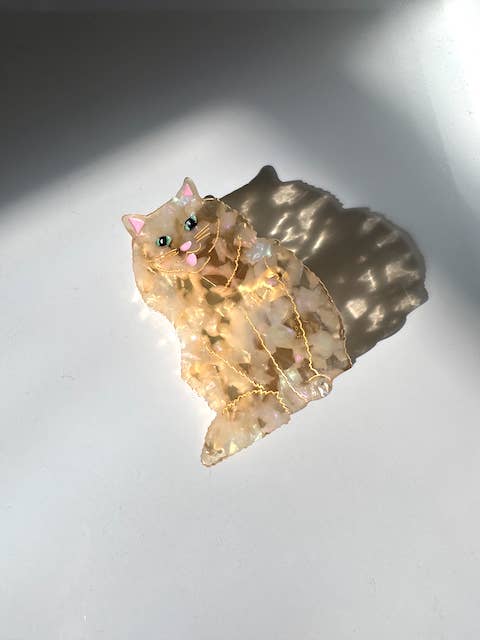 Solar Eclipse Hair Claws & Clips Ginger Hand-painted Persian Cat Claw Hair Clip | Eco-Friendly