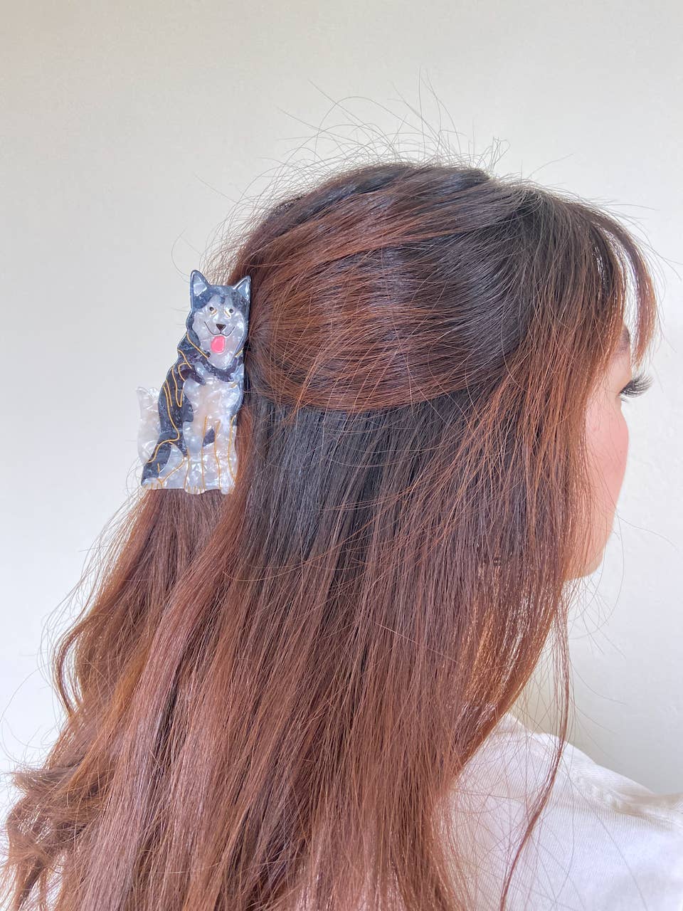 Solar Eclipse Hair Claws & Clips Hand-painted Siberian Husky Dog Breed Claw Hair Clip | Eco-F