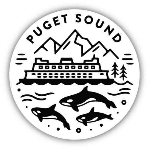 Stickers Northwest Sticker Puget Sound Ferry And Orcas Sticker