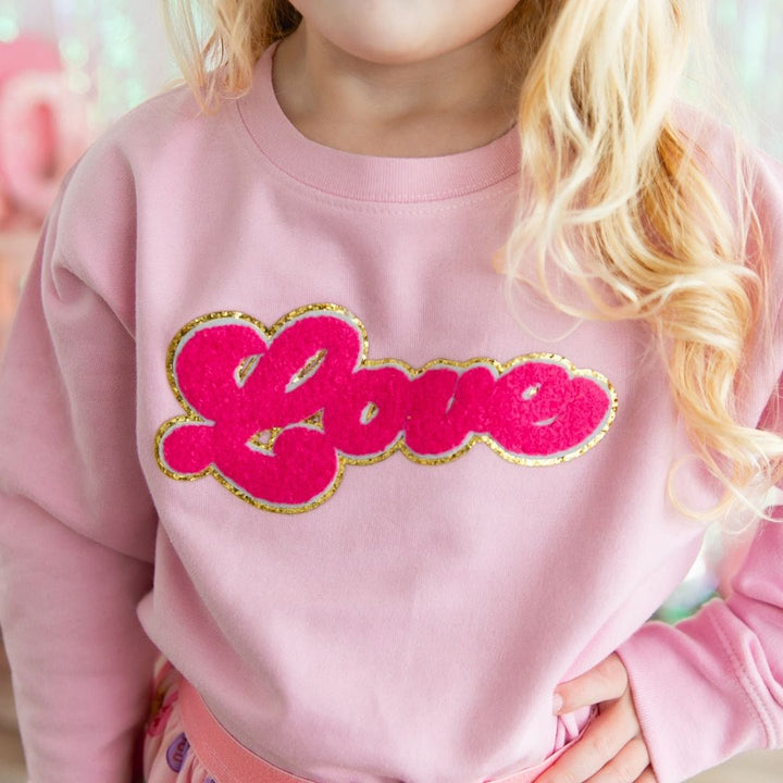 Sweet Wink Baby & Toddler Tops Love Script Patch Valentine's Day Sweatshirt - Pink