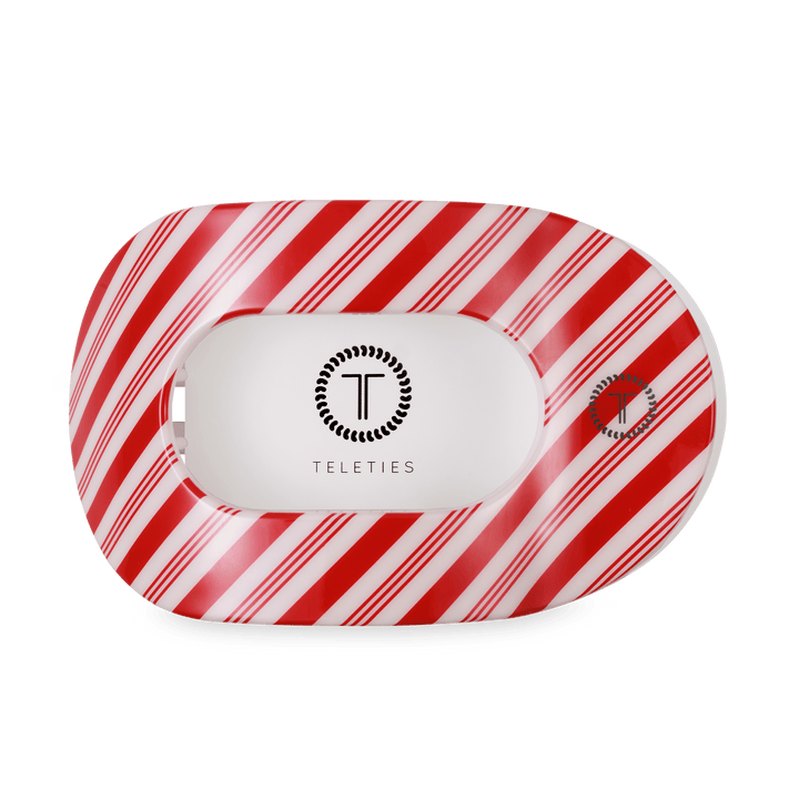 TELETIES Fashion Flat Round Hair Clip | Large | Candy Cane Crush