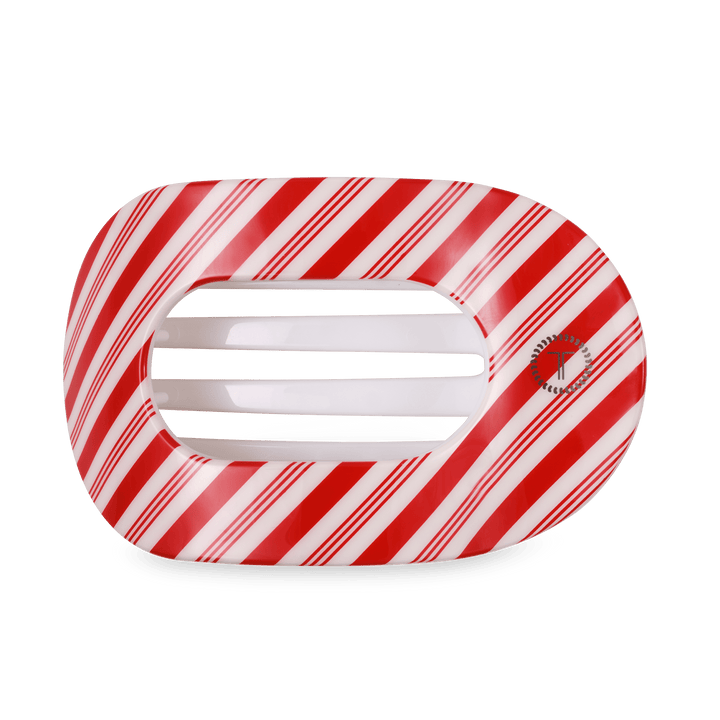 TELETIES Fashion Flat Round Hair Clip | Large | Candy Cane Crush