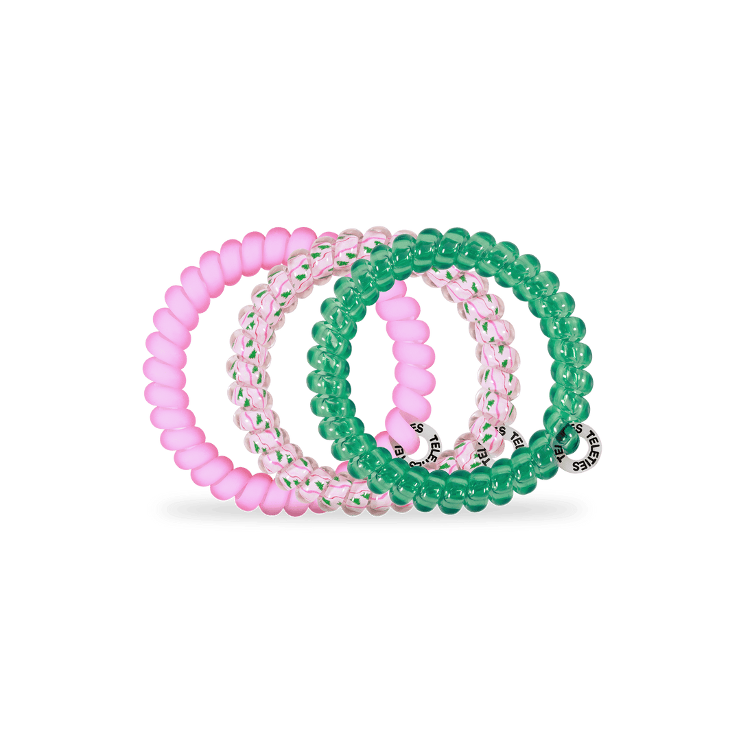 TELETIES Fashion Spiral Hair Coils | Small | Merry Pinkmas Hair Ties