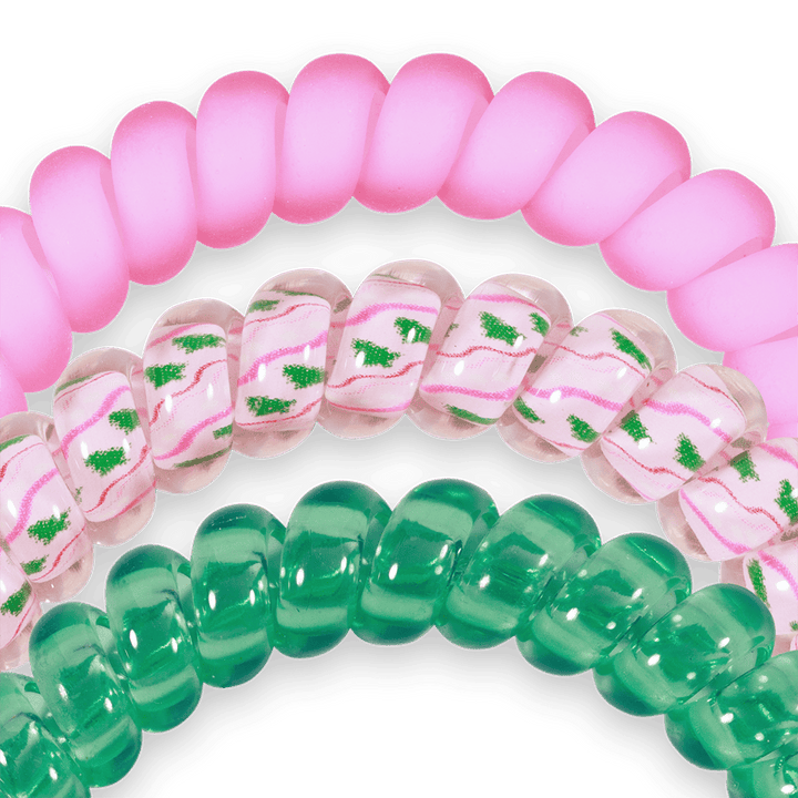TELETIES Fashion Spiral Hair Coils | Small | Merry Pinkmas Hair Ties