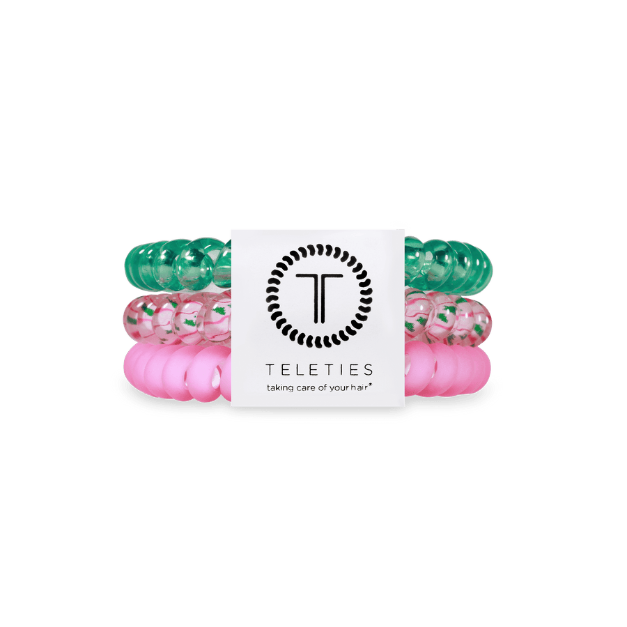TELETIES Fashion Spiral Hair Coils | Small | Merry Pinkmas Hair Ties
