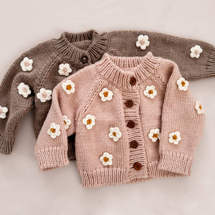 The Blueberry Hill Baby Flower Cardigan Tan Kids and Baby Apparel Sweater Easter