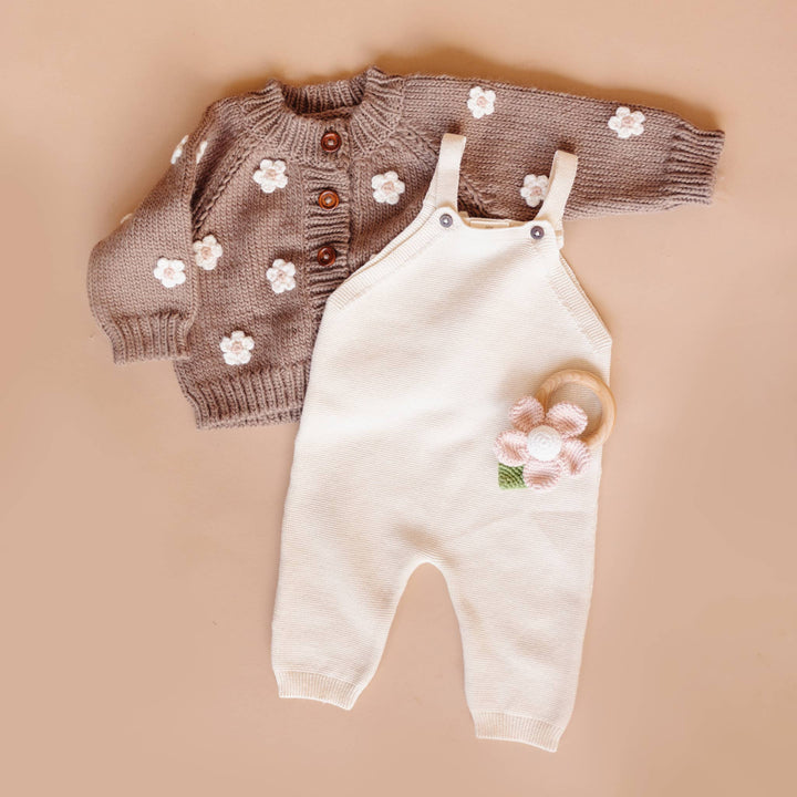 The Blueberry Hill Baby Flower Cardigan Tan Kids and Baby Apparel Sweater Easter