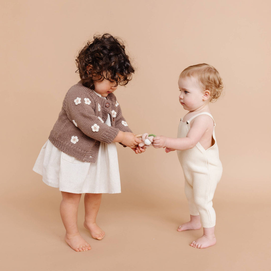 The Blueberry Hill Baby Flower Cardigan Tan Kids and Baby Apparel Sweater Easter