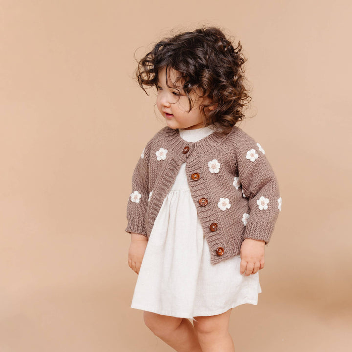The Blueberry Hill Baby Flower Cardigan Tan Kids and Baby Apparel Sweater Easter