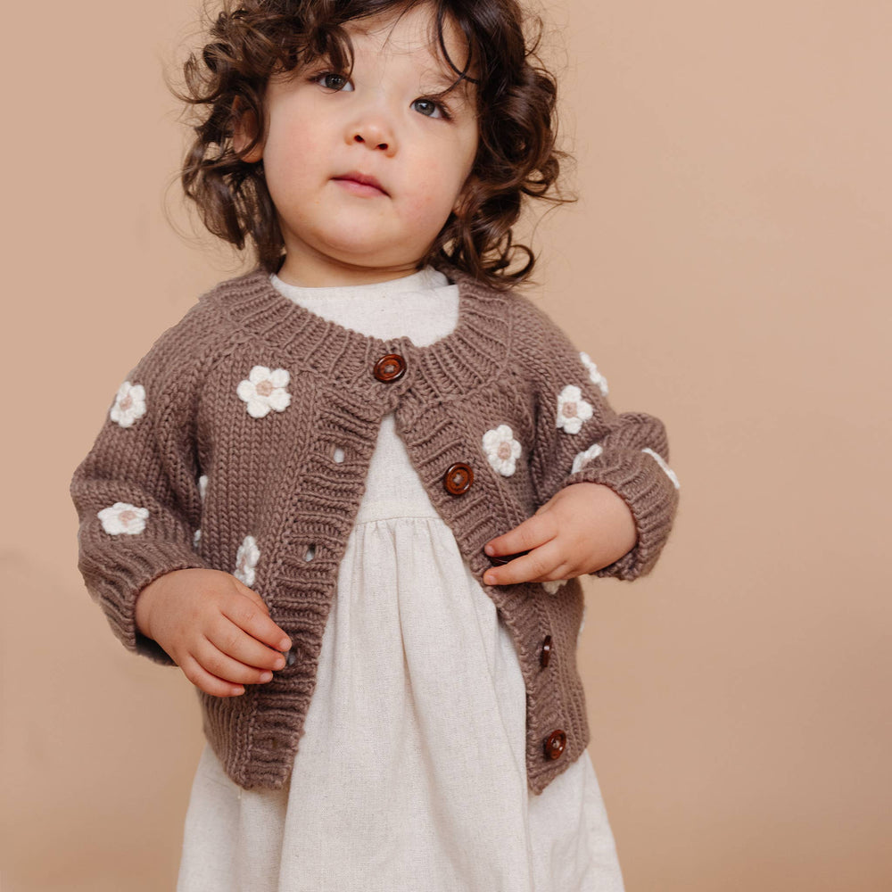 The Blueberry Hill Baby Flower Cardigan Tan Kids and Baby Apparel Sweater Easter