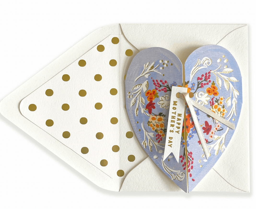 The First Snow Cards Happy Mother's Day Folding Heart Card - Blue