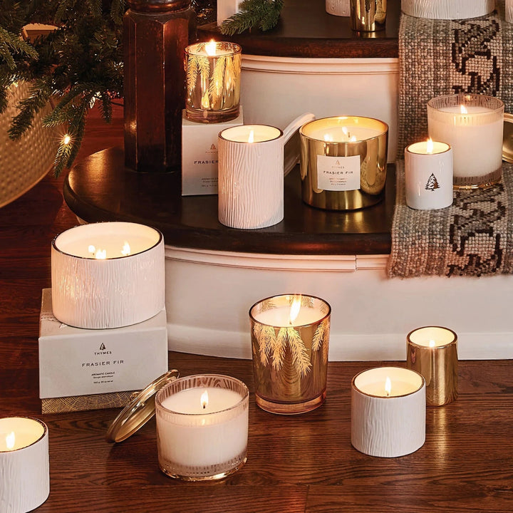 Thymes Holiday Frasier Fir 13 oz Poured Candle Gilded