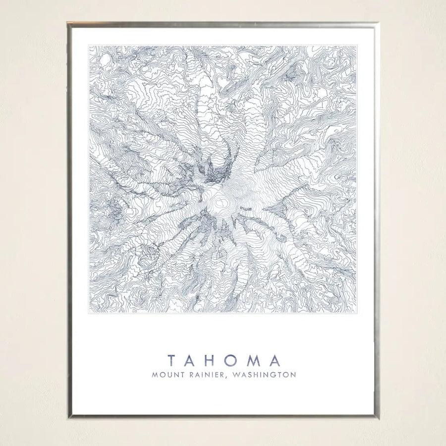 Turn-of-the-Centuries Art Print Mount Rainier Tahoma Topo Lines Map - 8" x 10" Art Print