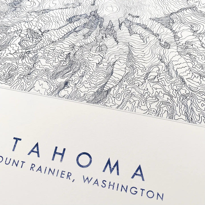 Turn-of-the-Centuries Art Print Mount Rainier Tahoma Topo Lines Map - 8" x 10" Art Print