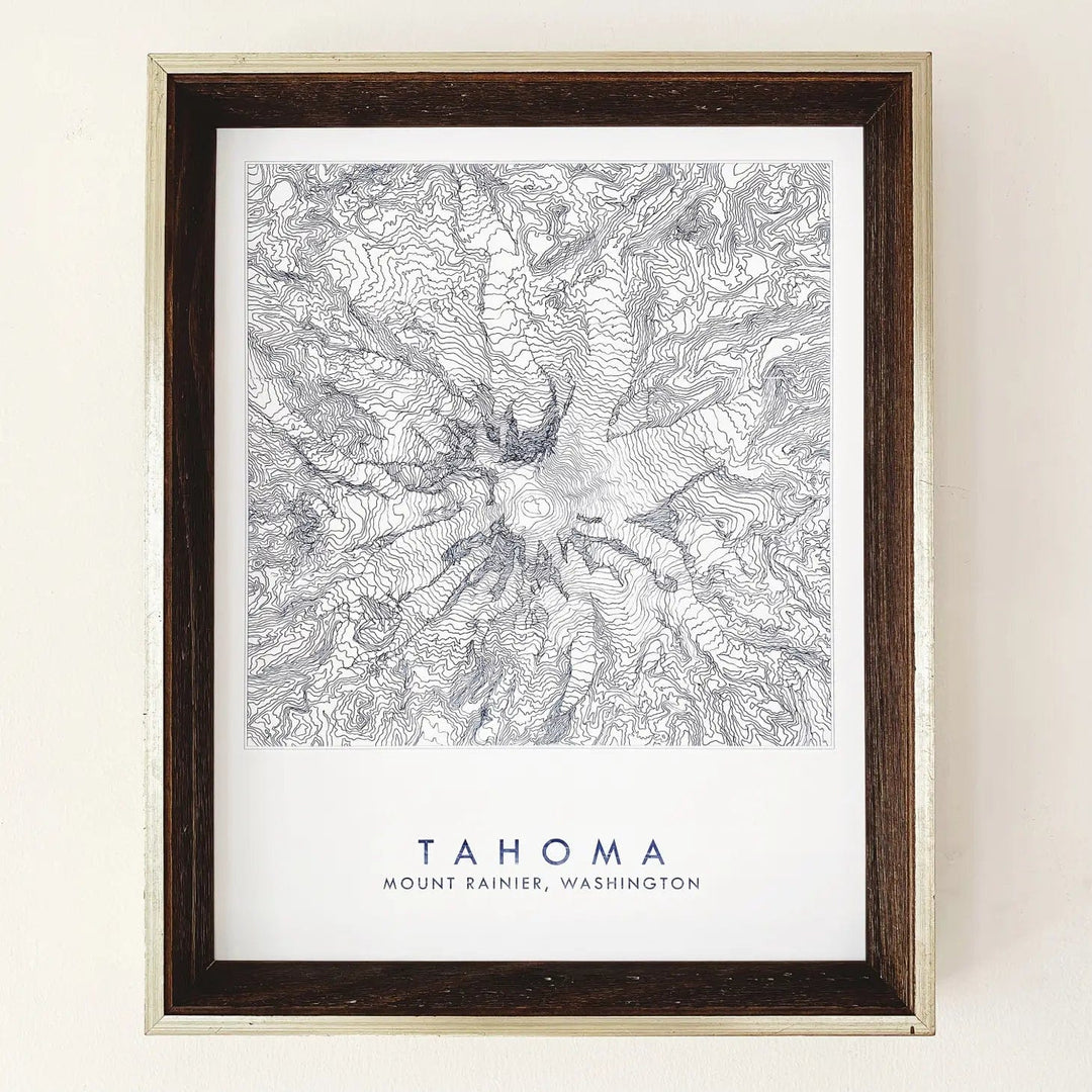 Turn-of-the-Centuries Art Print Mount Rainier Tahoma Topo Lines Map - 8" x 10" Art Print