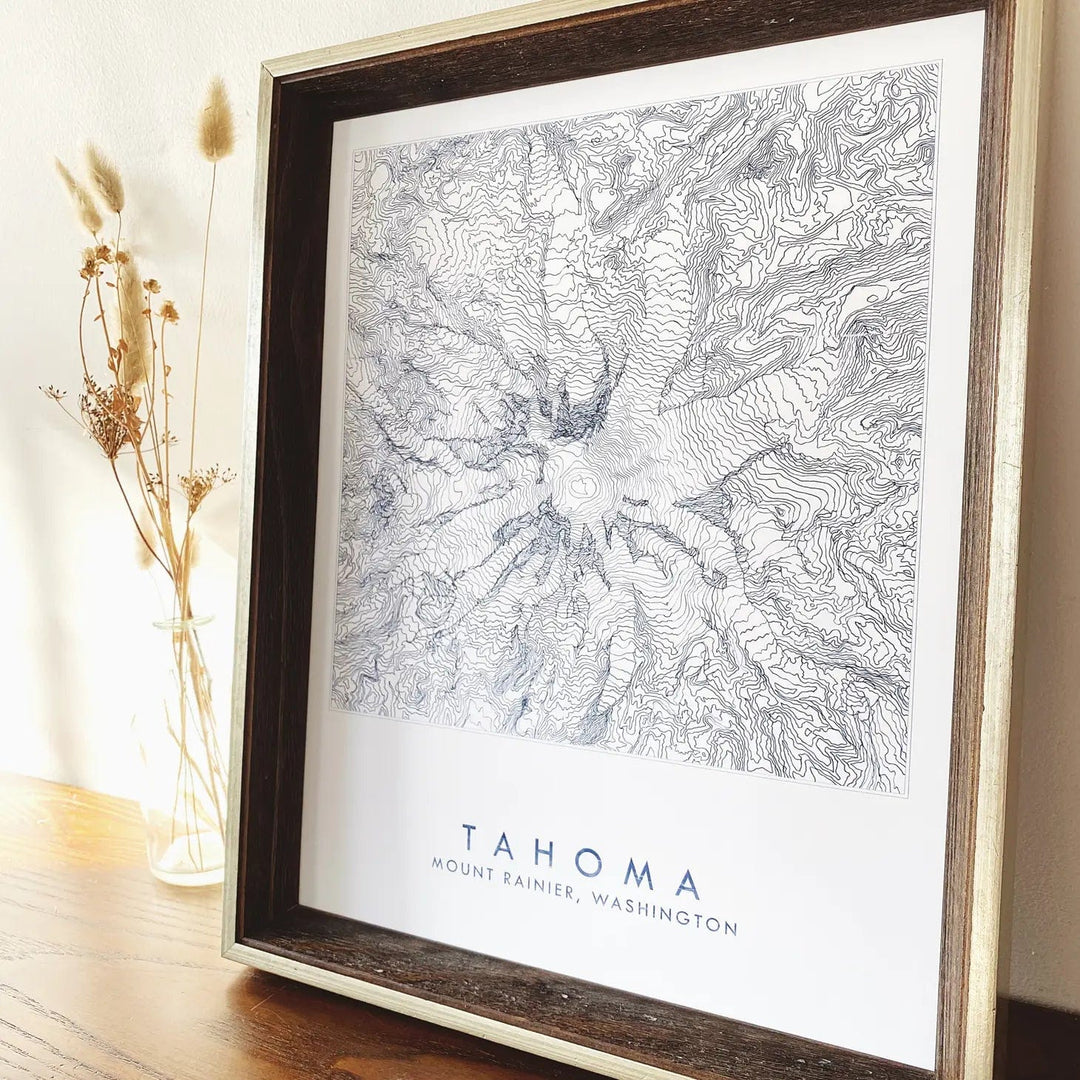 Turn-of-the-Centuries Art Print Mount Rainier Tahoma Topo Lines Map - 8" x 10" Art Print