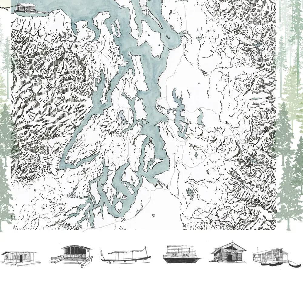 Turn-of-the-Centuries Art Print Puget Sound Life Map - 11" x 14" Art Print