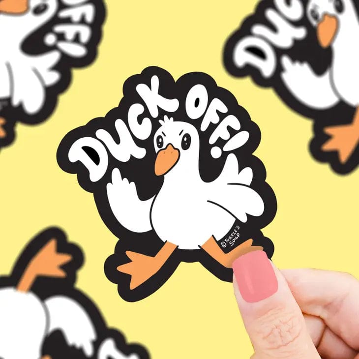 Turtle's Soup Sticker Duck Off Funny Animal Flipping Off Bird Laptop Vinyl Sticker