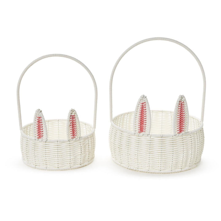 Two's Company Basket Hand-Woven Faux Wicker Easter Bunny Baskets