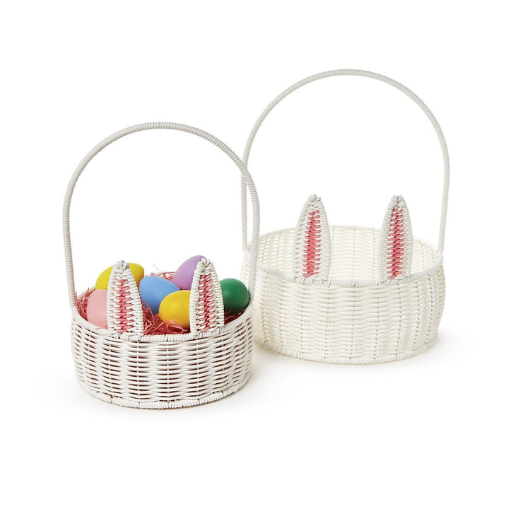 Two's Company Basket Hand-Woven Faux Wicker Easter Bunny Baskets
