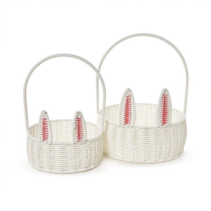 Two's Company Basket Hand-Woven Faux Wicker Easter Bunny Baskets