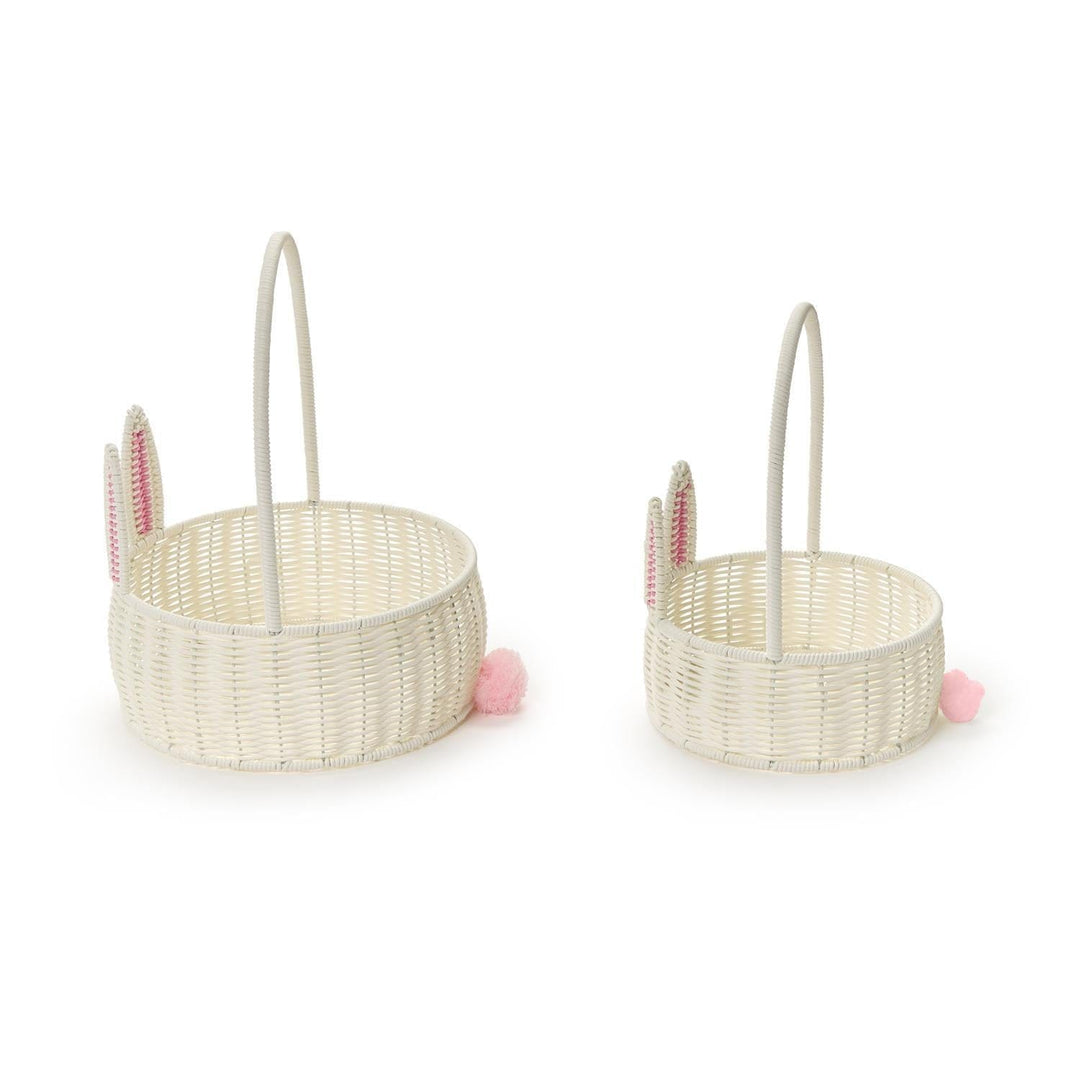Two's Company Basket Hand-Woven Faux Wicker Easter Bunny Baskets
