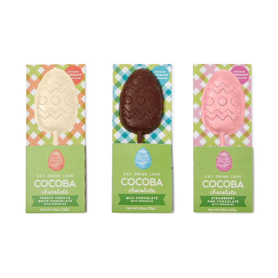 Two's Company Candy Easter Egg Cocoba Lollipop on Card with Sprinkles