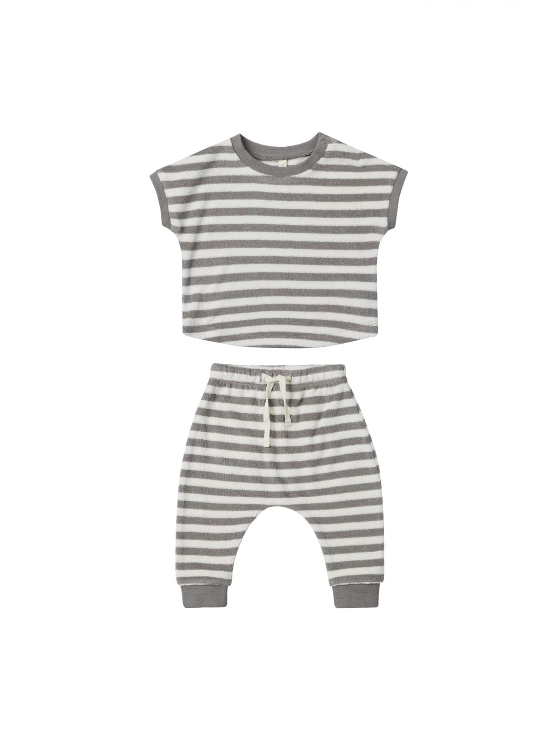 Quincy Mae 2-Piece Clothing Set 0-3m Terry Tee and Pant Set - Retro Stripe