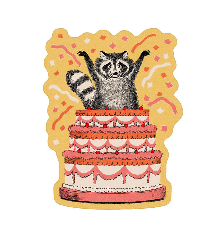 Wallflower Paper & Party Cards Raccoon Surprise Sticker