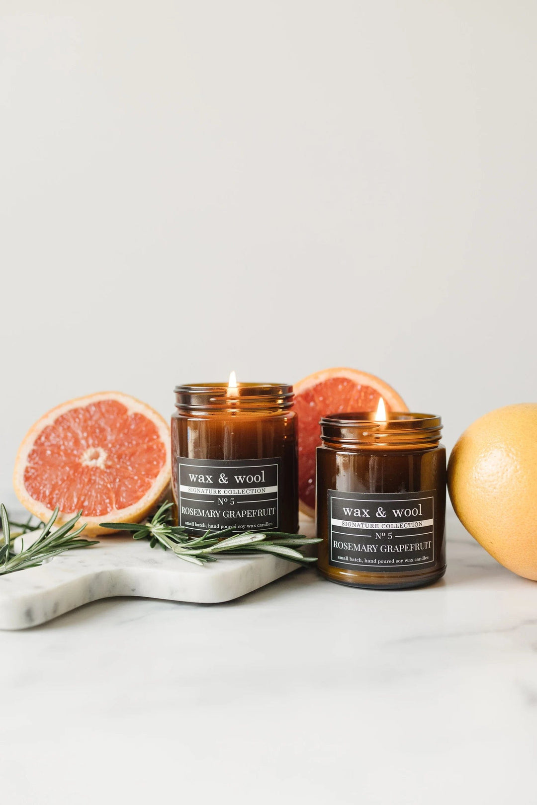 wax & wool Candle Rosemary Grapefruit - 9 oz Pure Soy Wax Candle