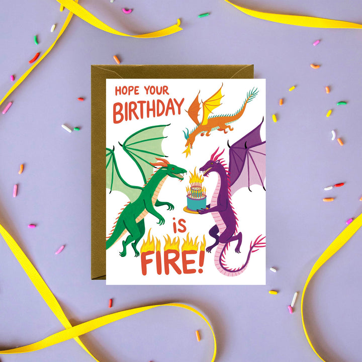 Yeppie Paper Cards Fiery Flying Dragons Mythical Birthday Card