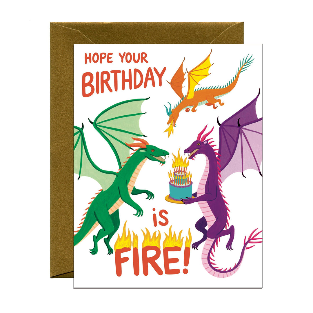 Yeppie Paper Cards Fiery Flying Dragons Mythical Birthday Card